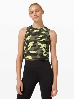 Lululemon Sculpt Tank Cropped Heritage 365 Camo Crispin Green Medium Olive